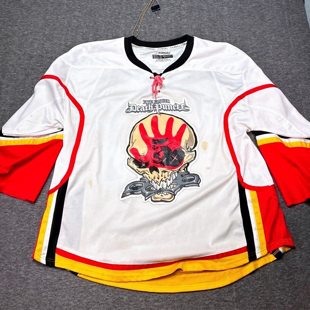 Five Finger Death Punch Hockey Jersey Mens XL White Red Heavy Metal Band Merch